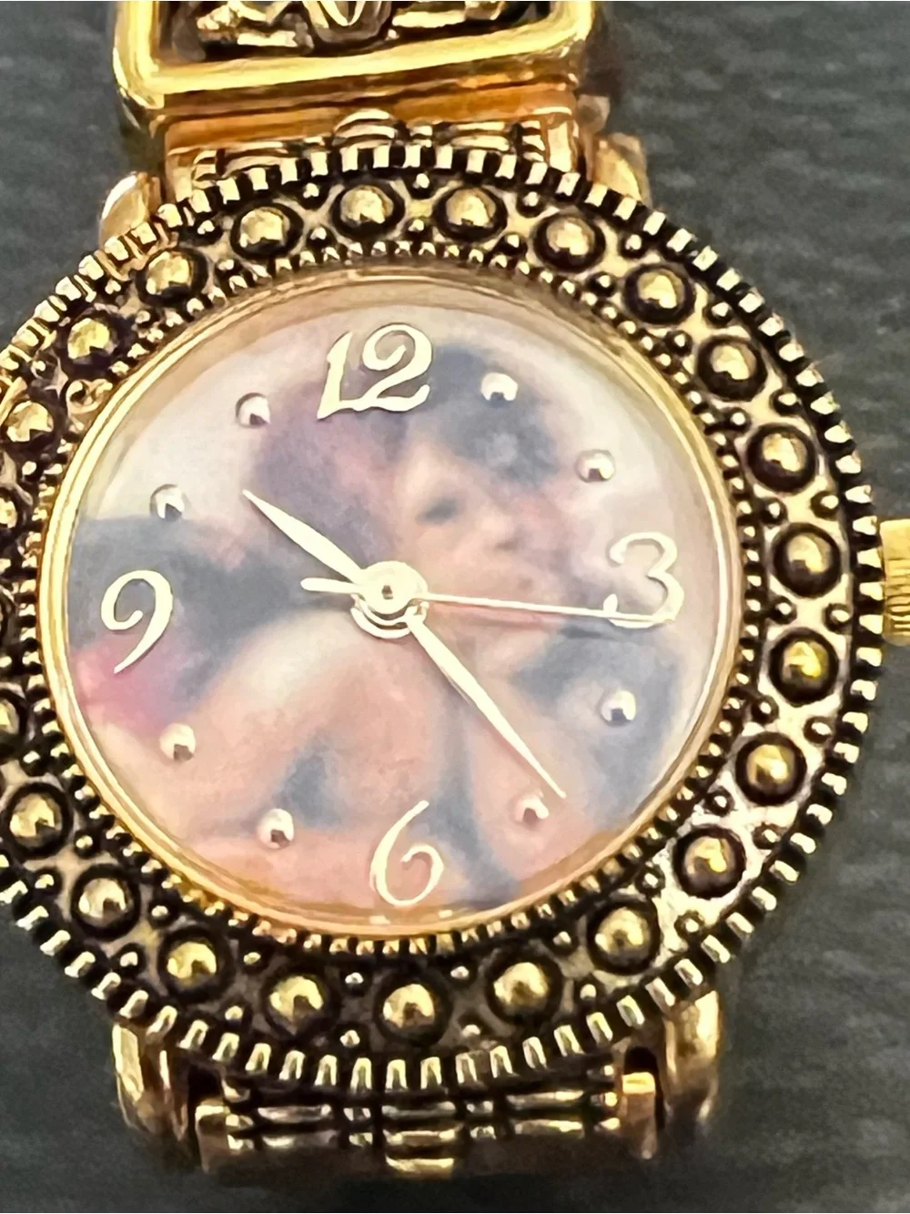 Gold Ornate Women's Bracelet Watch - Decorative Dial VINTAGE